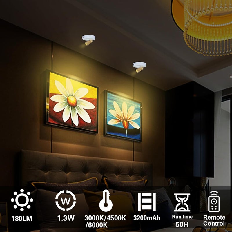 HAMVIDNE Rechargeable LED Spotlight, Indoor Battery Operated Spotlights with Remote, 3 Lighting Modes Up Lights for Plants, Dimmable Timer Picture Lights for Wall Art Painting Tree Spotlight - Image 4